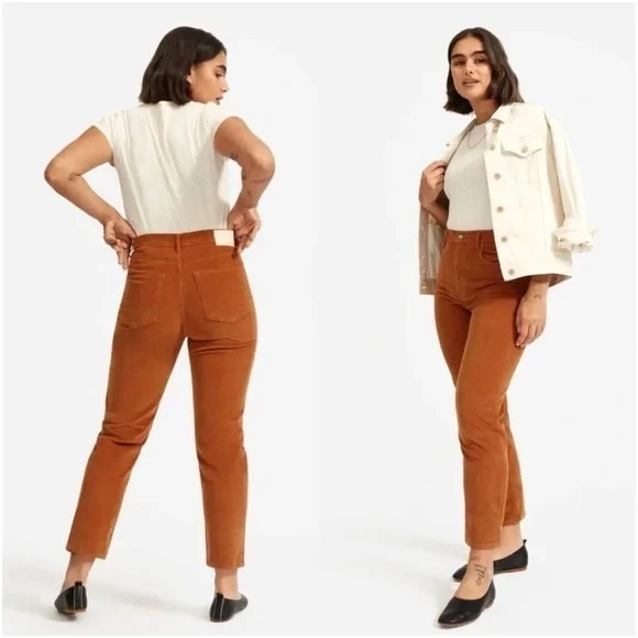 Everlane Denim - Everlane Baby Cord Cheeky Pants Regular Rust Straight Leg Corduroy Sz 33 Jeans